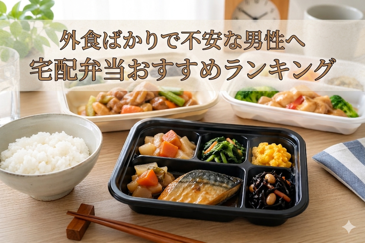外食ばかりで不安な男性へ 宅配弁当おすすめランキング|栄養重視ならワタミの宅食が人気