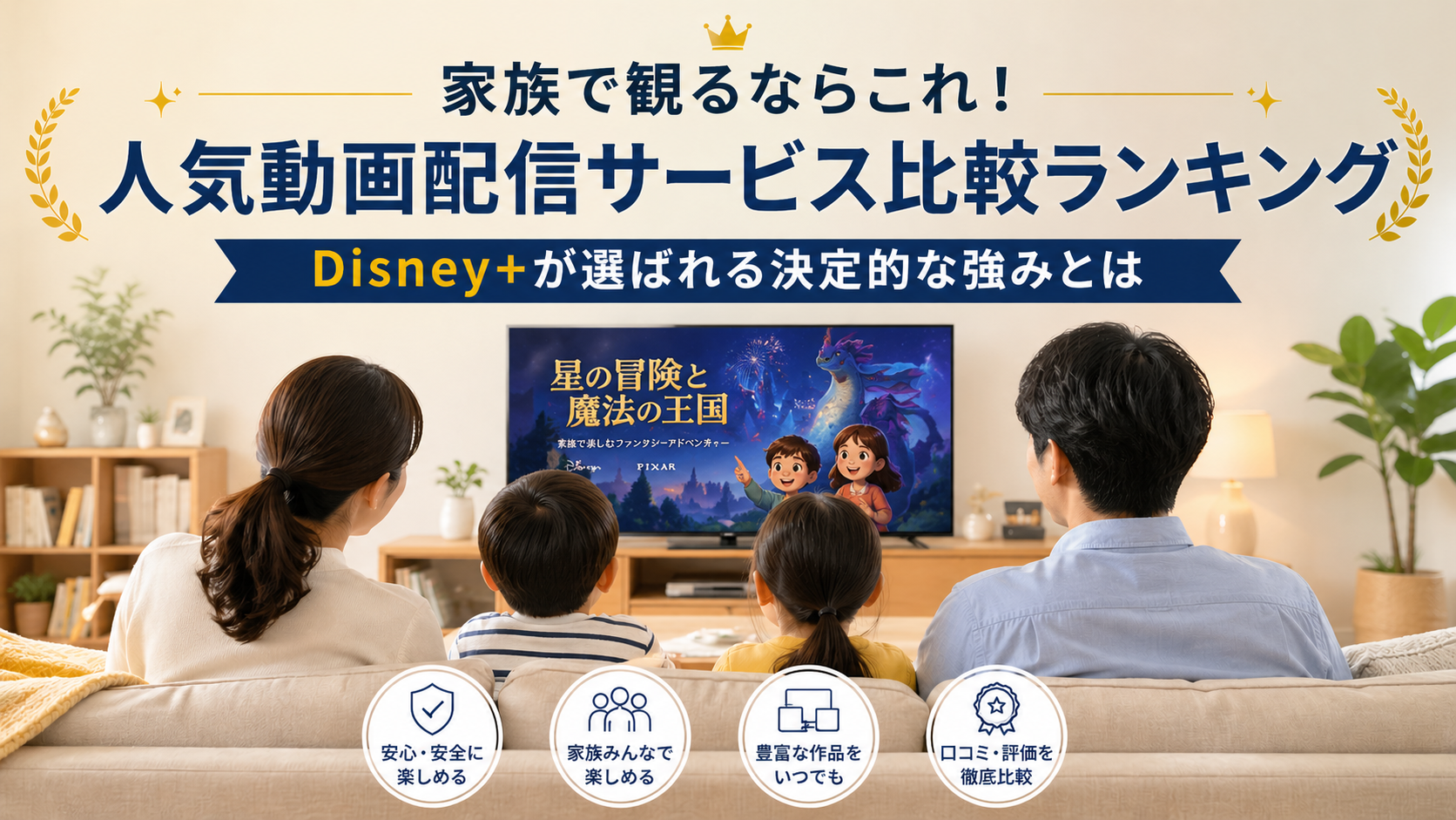 家族で観るならこれ!人気動画配信サービス比較ランキング|Disney+が選ばれる決定的な強みとは
