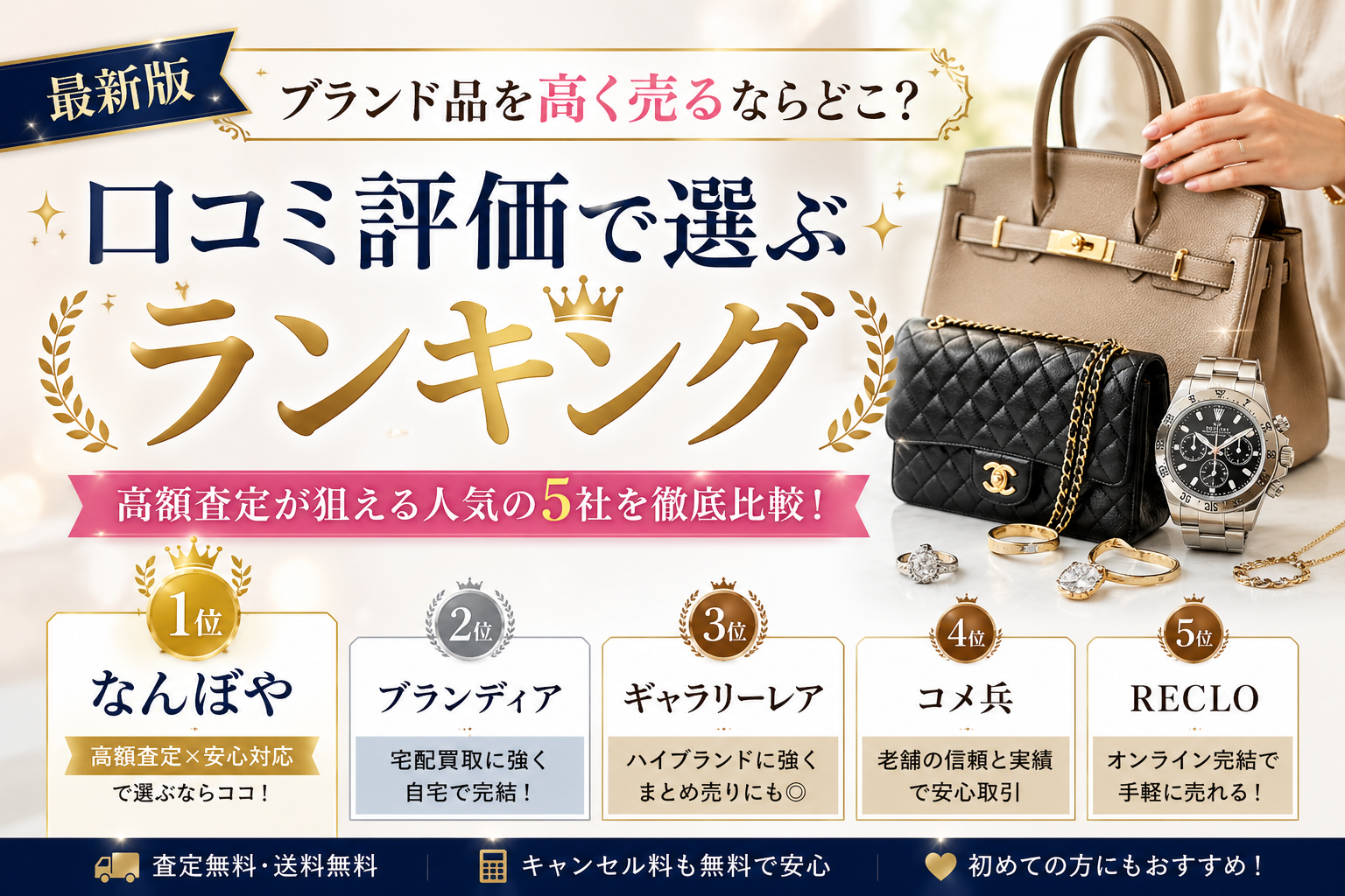 【最新版】ブランド品買取ランキング｜口コミ評価が高く高額査定が狙えるのはなんぼや